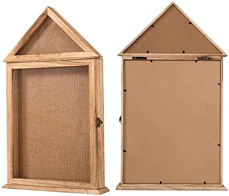 Витаик Декорација куќа кутија за сенка рамка 12x15 инчи Мал триаголник кутија Jerseyерси рамка за приказ Поставен со меки постелнина за