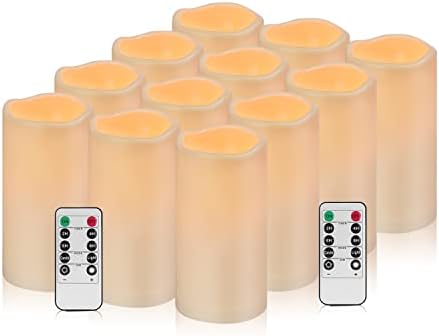 Елоер безмилосни свеќи водоотпорни далечински свеќи Работејќи, LED свеќи на отворено затворено батерија управувани со свеќи пластичен сет од 12