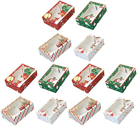 Кутии за чаши за чаши од абоофан Божиќни кутии за пекари кутии со прозорец 12 парчиња кутии за крафт кутии бисквит третман на контејнери