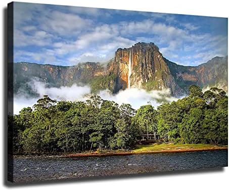 Ангелски водопади, Национален парк Канама, Венецуела платно wallидно уметноста на маслото со модерно постер отпечатоци може директно да се украсуваат