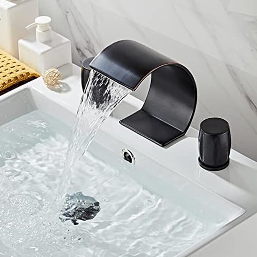 3 чешми за месинг за бања со двојна рачка водопад миксер за бања Tap-злато