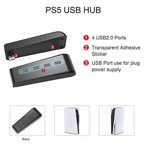 AKNES 4 Порт Хаб ЗА PS5 Конзола, USB 3.0/2.0 Со Голема Брзина Експанзија Центар Полнач Контролер Конектор Компатибилен Со Playstation