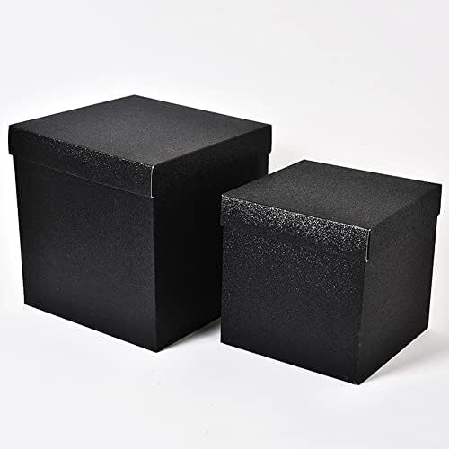 LOVPLAY Црна Кутија За Подароци 3 Пакет Преклопна Кутија Лесно Соберете Хартија Кутија За Подароци Свадбена Забава Корист Младоженец