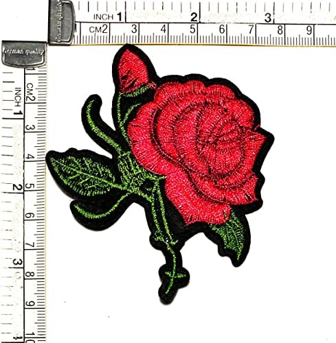 Кленплус 3 парчиња. Прекрасни Цвеќиња Од Црвена Роза Цветни Шие Железо На Лепенка Везена Апликација Занает Рачно Изработена Облека Фустан Растителна