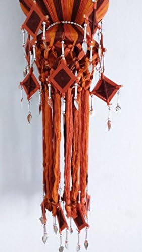 Виси свилен фенер рачно изработен затворен украсен декор азиски стил, 8 w