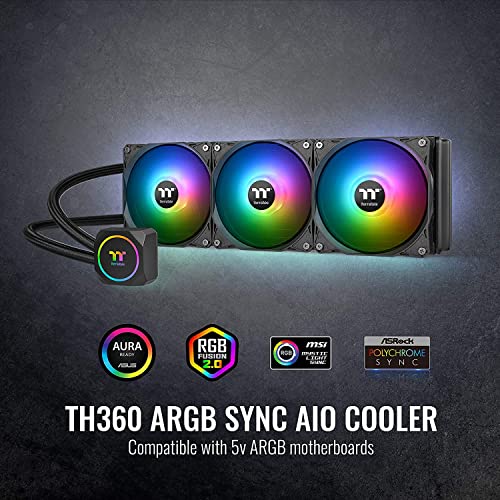Thermaltake Th360 Argb Mathernboard Sync Edition Intel LGA1700 Подготвено/AM5/AMD, Black & Pure 12 Argb 5V Sync/Analog Controller,
