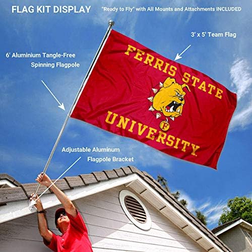 Ферис Државниот Булдози Знаме Со Пол И Држач Држач Универзитет Во Собата