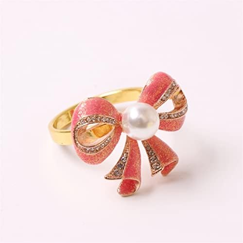 N/A 12 парчиња салфетка прстен свадба празнична розова салфетка прстен легура прстен од салфетка пеперутка свадбена таблета декорација