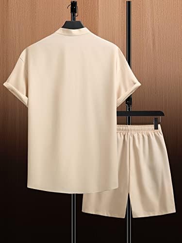 Lubose Облека со две парчиња за мажи мажи со половина кошула и шорцеви за половината за влечење