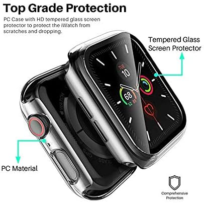 Case + Заштитен стакло на екранот за стакло за Apple Watch SE [2022/2020] / Apple Watch Series 6 / Series 5 / Серија 4, SuperGuardz Тешка должност Шокапоф заштитен оклоп