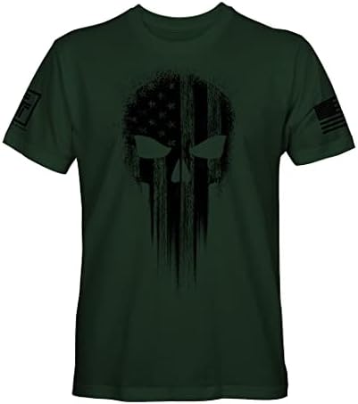 Воен американско знаме црна череп патриотска машка маица