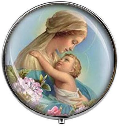 Нашата Благословена Дама Дева Марија И Бебето Исус Католичката-Уметност Фото Пилула Кутија - Шарм Пилула Кутија-Стакло Бонбони Кутија