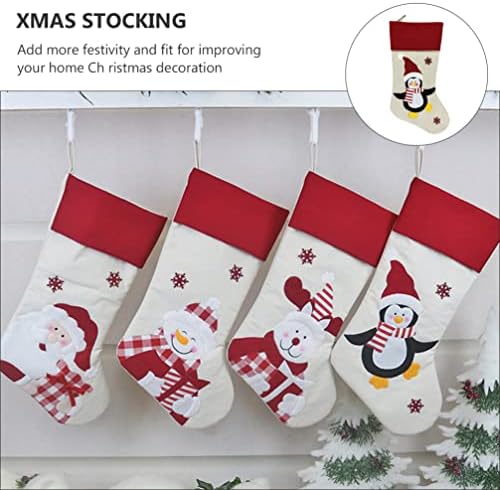 Toyvian порибници за порибување 4 парчиња Божиќни чорапи со снегулка Санта Снежен човек ирваси Божиќни бонбони Подароци за бонбони
