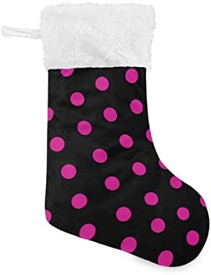 Hjjkllp црна со розови пол -точки Божиќни чорапи Големи бонбони чорапи ползови Деца симпатична персонализиран чорап со кристално кадифено украси
