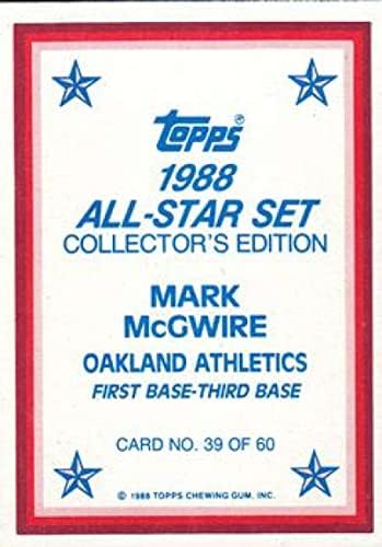 1988 Топс Сјајно испраќање на испраќања 39 Марк Мекгвир НМ-МТ Оукланд Атлетика Бејзбол
