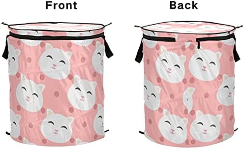 Симпатична цртана боја на мачки се појавуваат алишта за перење со капакот за преклопување на капакот за складирање на капакот за простории за