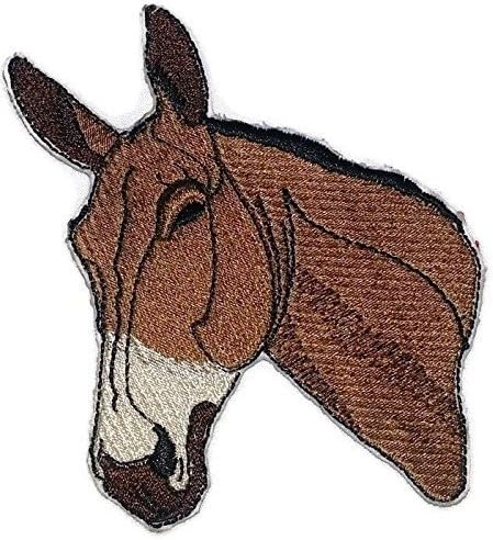Обично и уникатно коњско лице [музно лице] Везено железо на/шива лепенка [3,5 x4.5] направено во САД]