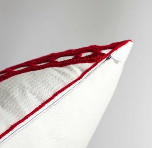 Decopow везена црвена starвезда фрли капа за перници, плоштад 18 инчи starвездички декоративно платно за перници за наутички стил деко од