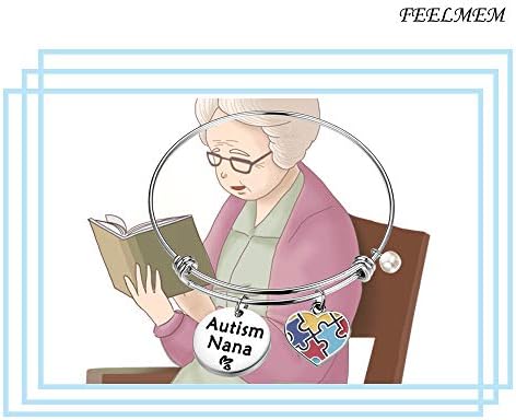 ФЕЛМЕМ Аутизам Нана Подарок Аутизам Свест Накит Аутизам Нана Проширување Жица Закачам Аутизам Подарок За Аутизам Баба Нана