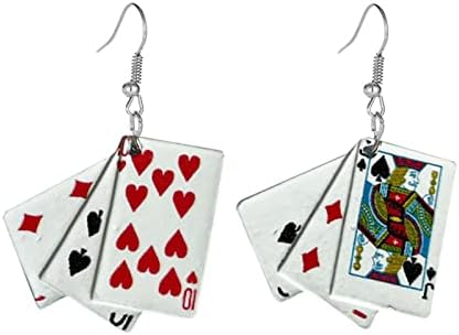 МАЛОЈАНВЕ Покер Картичка Обетки За Жени Девојки Смешни Шарени Смола Играње Карта Неправилни Висат Капка Повик Асиметрична Обетка Накит