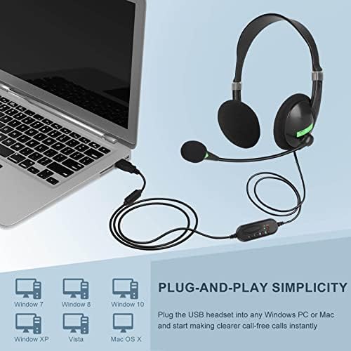 ATARSEE USB Слушалки Со Микрофон ЗА КОМПЈУТЕР, Компјутерски Лаптоп Бизнис Канцеларија Центар За Повици Слушалки За Поништување