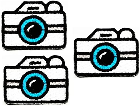 Навистина Мини Сет Белата Камера Цртан Филм Значка САМ Везени Шие Железо На Закрпи Облека Ткаенина Апликација