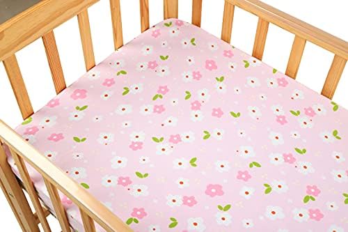 Crib опремени чаршафи 2 пакувања поставени за мека дрес на бебиња со меки дрес за стандарден душек за креветчиња и мали деца, розова