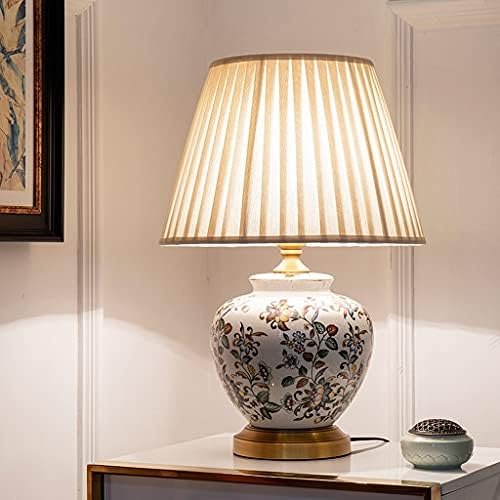 Lxxsh Кинески стил бакарна керамичка маса ламба американска ретро декорација дневна соба студија за спална соба за кревети