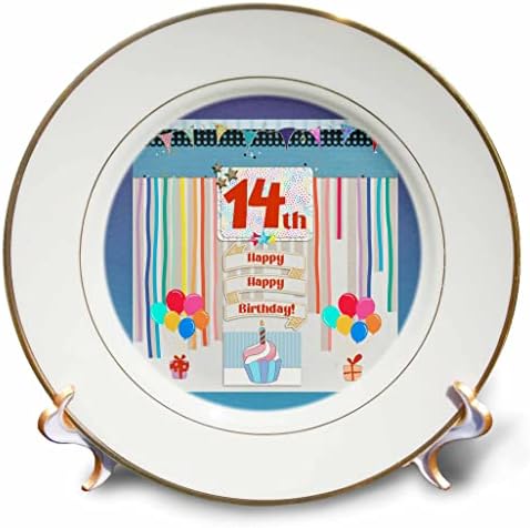 3drose слика на 14 -та роденденска ознака, кекс, свеќа, балони, подарок, стрими - плочи