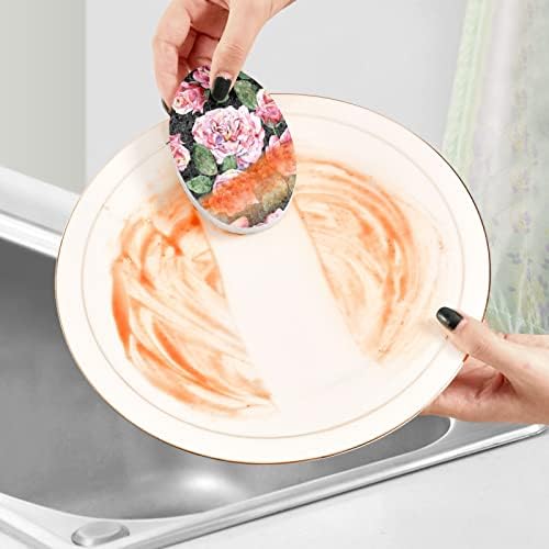 3 парчиња чистење сунѓери розово цвеќе, поп-ап, сунѓер за чистење кујна бања за домаќинства што не е гребење