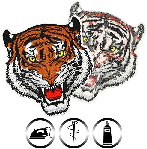 Бегал тигар глава извезена шива на лепенка - железо на закрпи за loversубители на животни, индиски loversубители на животински свет - амблем