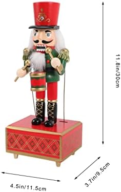Didiseaon Оревчести Божиќни украси Оревчести кутии од дрвена музичка кутија: тапанар Оревокршачка фигура празнична музичка кутија за Божиќна полица