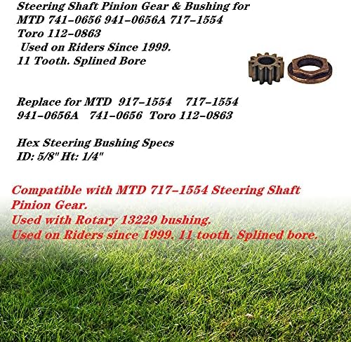 Huthbrother Gear Bush 941-0656A 741-0656A Pinion Gear & Bushing for Mtd Cub CADET 717-1554 917-1554, заменете го Торо 112-0863 & CUB CADET LT1042