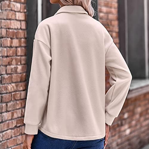 Јакна за кошула за жени плус големина четкана карирана јакна од шахта, лекално копче за лаптоп, блуза од мешавина од волна со џебови