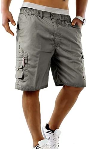 Менски работни шорцеви, машка лежерна карго кратка еластична половината класична опуштена фит мулти-џеб на отворено карго шорцеви