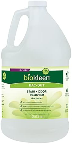 Отстранувач на дамки од Biokleen Bac -Out за облека и тепих - 128 унца - ензим, уништува дамки и мириси безбедно, за дамки од домашни