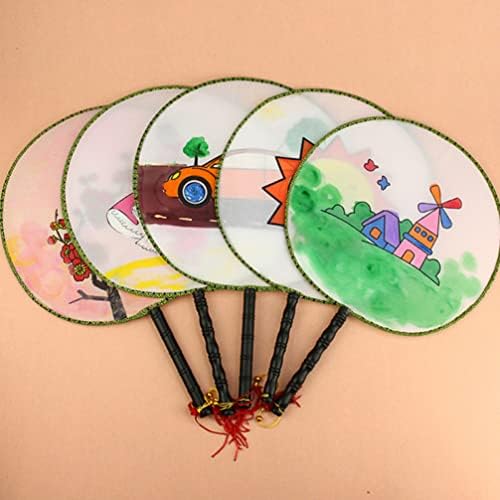 ABOOFAN 5pcs Детски Цртеж Вентилатор Бела Рака Вентилатор Празно Навивачи Класичен Кинески Тркалезна Рака Навивачи Сликарство