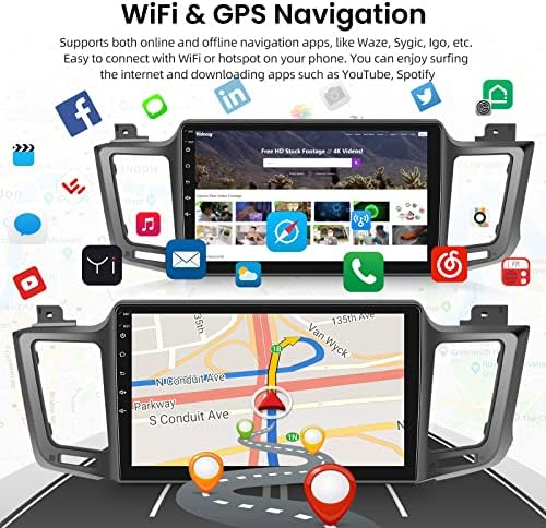 NHOPEW 10.1 инчен Екран На Допир Андроид 11 Автомобил Стерео За Toyota RAV4 2013-2019 Со Apple Carplay И Android auto, GPS Навигација Bluetooth
