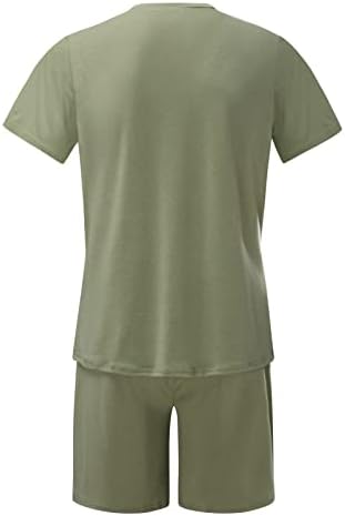 Летни кошули кратки панталони плажа 2 -тина машка шорцеви и ракави мажи костуми и комплети костуми меморијални зелени