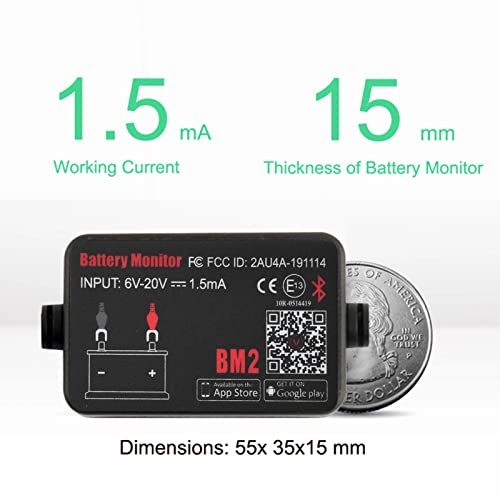 Монитор за батерии на батеријата Huiop, BLE BATY BATTery BM2 за CAR 12V тестер за батерии со Bluetooth батерија Тестер тестер