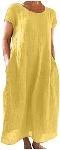 Летни фустани на fqzwong за жени 2023 обични плажа одмор кратки ракави фустани мода плус големина формални елегантни фустани