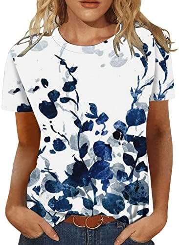 Tee дами кратки ракави екипаж памук сонце сончоглед Цветни графички лабави вклопени обични блузи маица за тинејџери за тинејџери