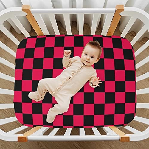 Checkerboard Black Red Claid опремена креветче за девојчиња за момчиња бебешки креветчиња за креветчиња за креветчиња за садови,