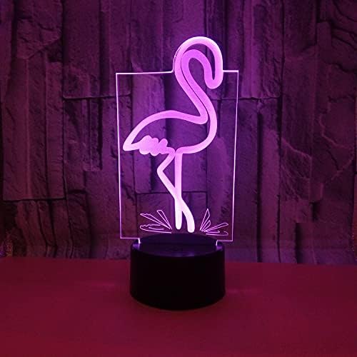 Фламинго Модел Ноќ Светлина Играчки 3D Оптичка Илузија Светилка Со Допир &засилувач; Далечински Управувач &засилувач; 16 Бои Менување На