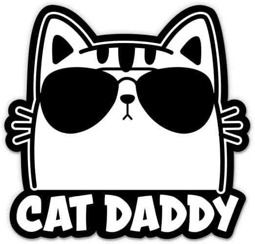 Налепница за мачки тато - налепница за лаптоп 3 - водоотпорен винил за автомобил, телефон, шише со вода - мачки тато