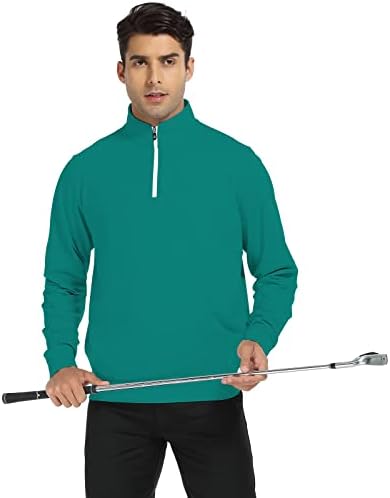 Деолакс четвртина поштенски пуловер мажи суво вклопување 1/4 zip голф пуловер upf50+ влага се потсмева на вратот на вратот,