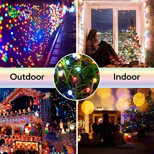 Божиќни светла на тодур, повеќебојни, 82ft 200 LED Божиќни низа светла со 8 режими, тајмер, светло за треперење на самовила за дома, градина,