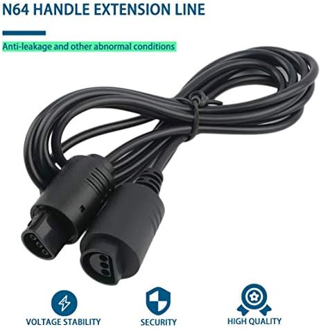 6 FT/1,8 метар кабелски кабел за должина на стапалото за Nintend N64 контролер и конзола со N64 контролер пристаништа; Black Candybarbarbar