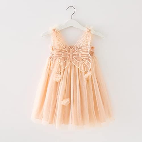 Девојки девојки без ракави пеперутка тул -суспензии фустан танцувачка забава принцеза фустани облека бебе летна облека