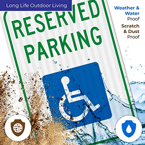 Знак за паркирање на хендикеп, резервиран знак за паркирање, 12х18 инчи, 3М ЕГП рефлексивен .063 алуминиум, направен во САД од Сиго знаци